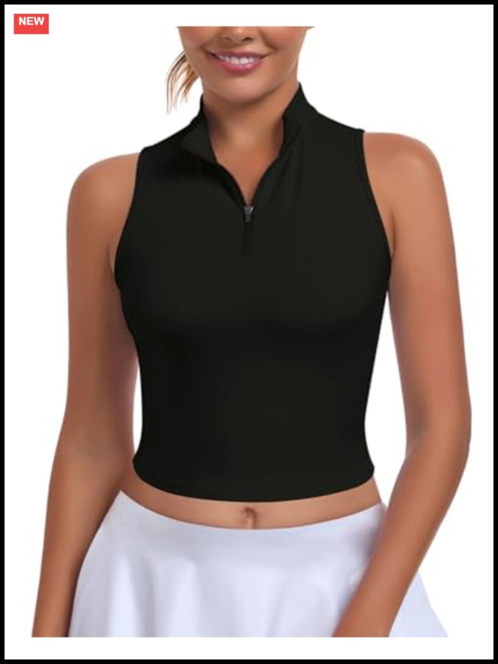Women's Sleeveless Cropped Golf Polo Athletic Quick-Dry Tennis Pickleball Top